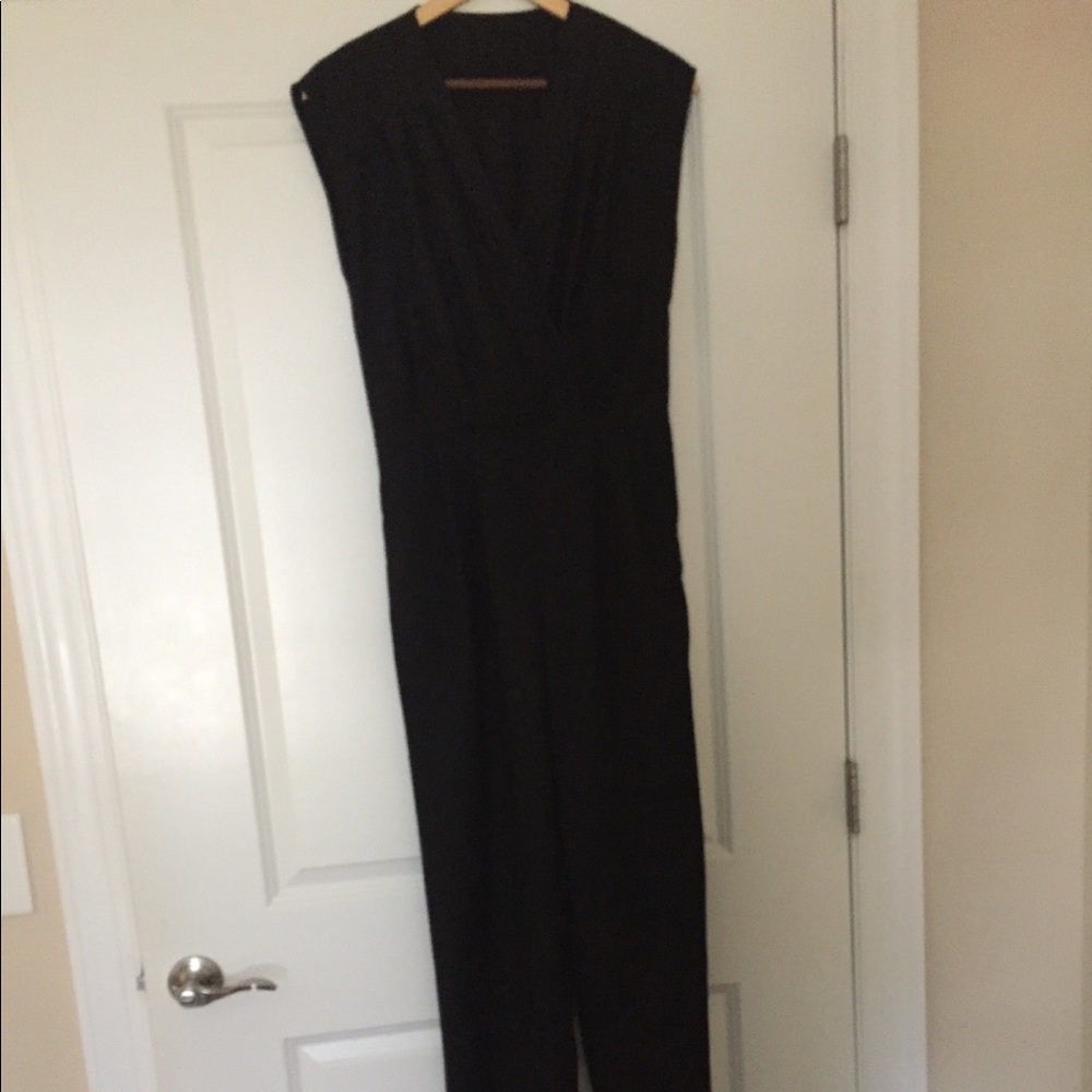 American Apparel Black V Neck Sleeveless Jumpsuit